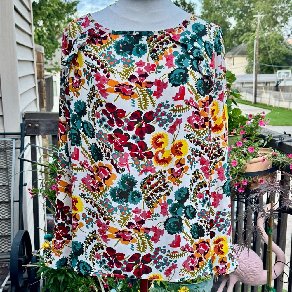LOFT Vibrant Floral Print Blouse - Picture 2 of 10